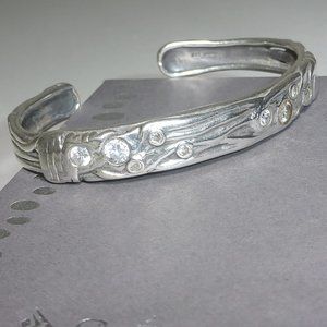 Silpada Sterling Silver Club Incentive CZ Cuff Bracelet .925 Rare Award